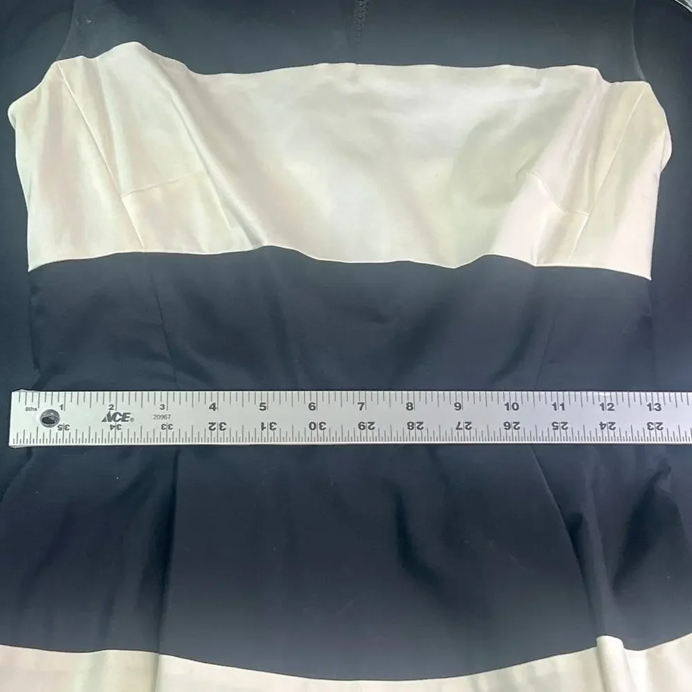 Kate Spade Corley Dress 2 Silk Cotton Colorblock Fit Flare Blue Black White